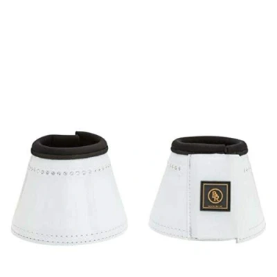 Imagen de BR Glamour Lacquer Campanas de saltar para caballos color blanco con forro neopreno grueso, brillante piel lacada, piedras estrás, doble cierre velcro, Blanco, medium