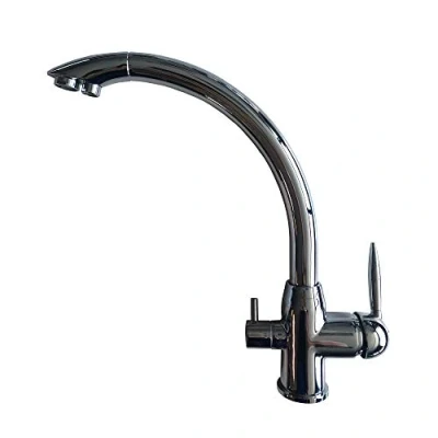 Imagen de Grifo 3 Vías para equipos de Osmosis Inversa. Modelo Neptuno. Fabricado en Acero Inoxidable. 1 agua fría y caliente otra vía osmotizada. Bbagua.