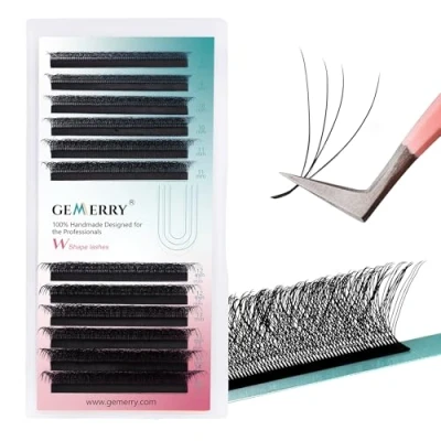Imagen de Gemerry Lash W lashes 4D Extensiones de Pestañas Prefabricadas en Abanico 0,07 mm d 8 14 Mezclas Gruesas Volumen Profesional Individuales(W 007 cur 14mix)