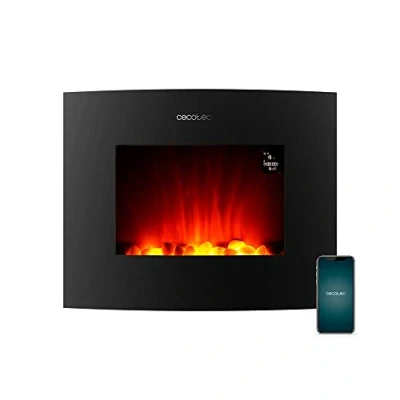 Imagen de Cecotec Chimenea Eléctrica Ready Warm 2650 Curved Flames Connected. 2000 W, Tamaño 26&quot;, WiFi, 2 Niveles de Potencia, Mando a Distancia, Panel Curvo, Temporizador, 25 m2