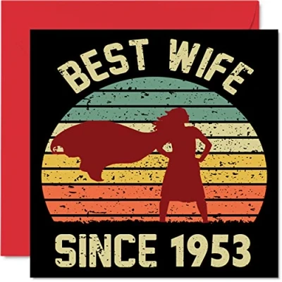 Imagen de Stuff4 Tarjeta de aniversario platino para esposa marido, la mejor desde 1953, regalos con texto en inglés I Love You, tarjetas feliz 70 boda pareja,