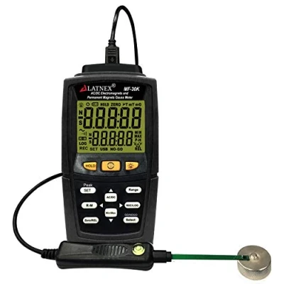 Imagen de MF 30K AC/DC Gauss medidor con certificado, mide la fuerza de los campos magnéticos y el poste (imán residual, permanente). Medición nivel electromagnéticos CA alta integrada