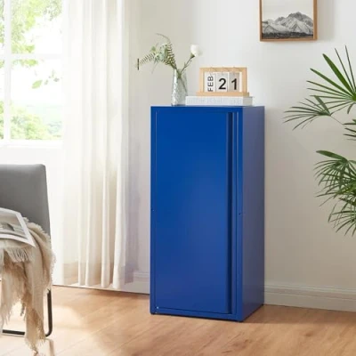 Imagen de [en.casa] Armario de Oficina Burlöv Archivador Estudio con 2 Estantes Regulables en Altura Mueble 1 Puerta y 3 Compartimentos Acero 88 x 40 35 cm Azul