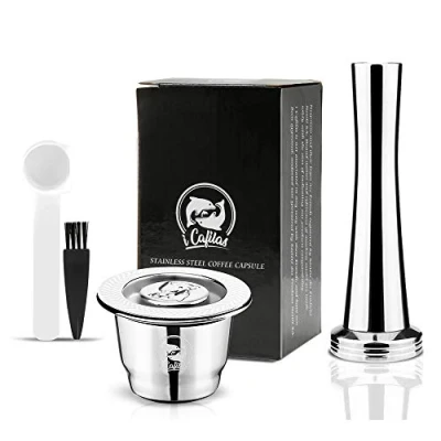 Imagen de Cápsulas de café acero inoxidable y metal reutilizables para Nespresso,Cápsulas recargables el hogar o cafeterías,Tamper + Capsule