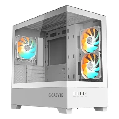 Imagen de GIGABYTE C201 Panoramic Ice Caja para PC Torre Media, m ATX, Compatible con radiador de 360 mm, 3 Ventiladores preinstalados, USB 3.0, RGB Fusion