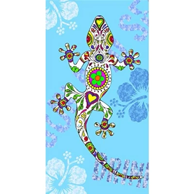 Imagen de Miracle Home. Toalla Microfibra Playa Lagartija, 100% Poliester, Azul, 95 X 175 Cm. 15090
