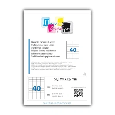Imagen de 100 A4 hoja de etiquetas 40 52,5 x 29,7 mm inyección tinta etiqueta papel adhesiva y la láser