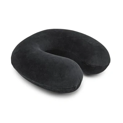 Imagen de Amazon Basics Semicircular Almohada para cuello, de espuma viscoelástica, Negro