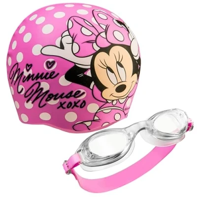 Imagen de Disney Set de Gafas Buceo y Gorro Piscina Niña con Protección Antiempañante UV (Rosa Minnie, 3 6 Años)
