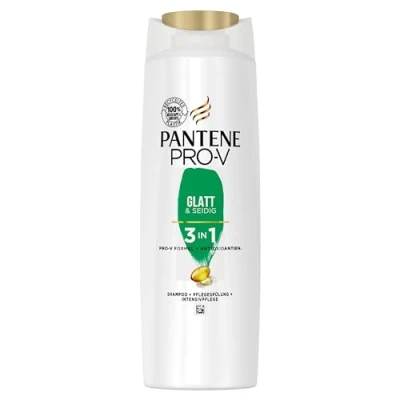 Imagen de Pantene Pro V Champú 3 en 1 suave y sedoso + acondicionador cuidado intensivo, fórmula antioxidantes, para cabello rebelde, 250 ml