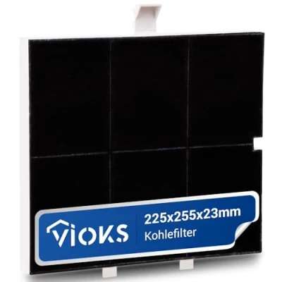 Imagen de VIOKS Filtro de carbón para campana extractora, 255 x 225 23 mm, repuesto Balay 00361047 361047 FKS170BSH DHZ5136 LZ51351 Z5117X extractor con muesca y Viva, Neff, Constructa