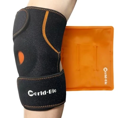 Imagen de Bolsa Gel Hielo Reutilizable con Cintas para Rodilla, Rodillera Frío y Calor mitigar el dolor Articular, Rodilla Operación o Cirugía de Reemplazo, Hinchazón, Artritis, 7&quot;x 8,5&quot;, Azul