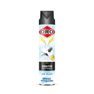 Imagen de ORO Insecticida Voladores Contra moscas y mosquitos Acción inmediata máxima eficacia Para interiores exteriores Sin olor e hipoalergénico 750 ml