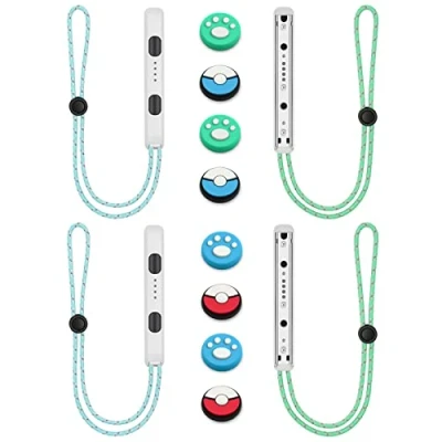 Imagen de Vicloon Correa de muñeca para Switch Gamepad, 2 Par Mando Accesorios con 8 Mandos, la Nintendo Controller Blanco