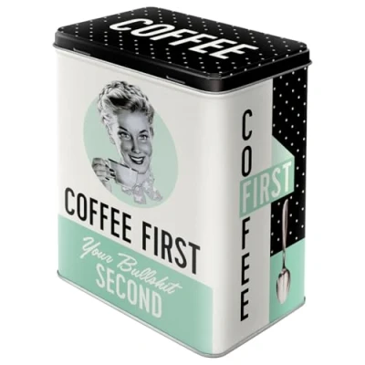 Imagen de Nostalgic Art Caja de Almacenamiento Retro l Coffee First Idea Regalo para Cocina, Lata Grande café, Diseño Vintage, 3