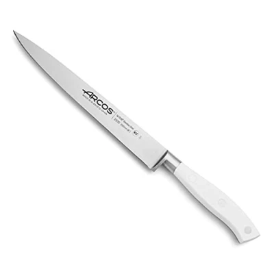Imagen de Arcos Cuchillo filetear forjado con Acero Inoxidable y Hoja 200 mm. afilado carne pescado. Mango ergonómico polioximetileno POM. Serie Riviera Blanc. Color blanco.
