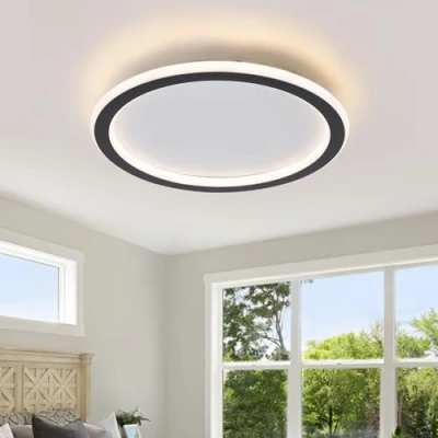 Imagen de Schindora Plafon Led Techo Dimmable,Ø30cm 20W Lampara Para Cocina 3 Colores Seleccionable Lampara,3000k/4500k/6000k Negro Redondo Lamparas De Salon Habitacion Dormitorio Comedor
