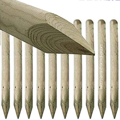 Imagen de Suinga 10 x Poste Tutor de Madera con Punta 200 cm, diámetro 5 cm. Soporte árboles. Construcción Vallas, cerecados, pérgolas, Agricultura
