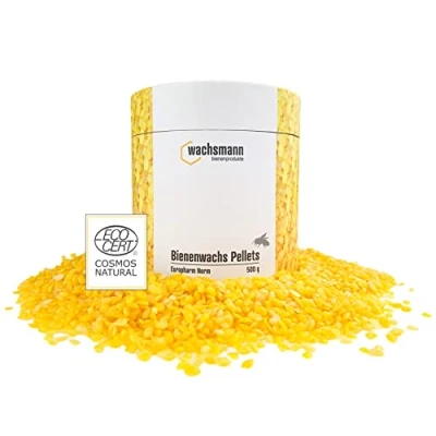 Imagen de Wachsmann 100% puro cera de abejas, 500 g pastillas para cosmética natural, velas, paños abejas calidad alemana Certificado Cosmos Natural