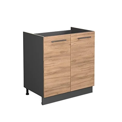 Imagen de Vicco Armario bajo para Fregadero Fame Line, Roble Dorado/Antracita, 80 cm sin encimera