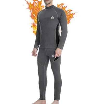 Imagen de MEETWEE Ropa Interior Térmica Hombre, Conjuntos térmicos, Camiseta Hombres Manga Larga Pantalones Largos para Esquí, Montaña, Ciclismo, Fitness (Gris, L)