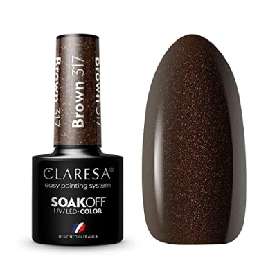 Imagen de Claresa Esmalte de uñas UV LED Collection Hybrid Manicura Soak Off Nail Polish Color Marrón, Nº 317, 5 ml