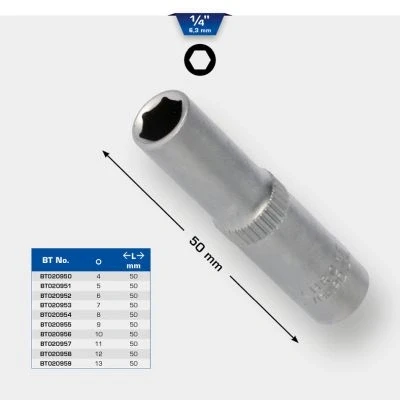Imagen de BRILLIANT TOOLS BT020951 Llave de vaso hexagonal 1/4&quot;, versión larga, 5 mm [Powered by KS TOOLS]