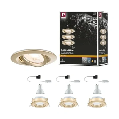 Imagen de Paulmann 92408 Nova Plus Foco empotrado (LED, IP65, redondo, 93 mm, 30 , GU10, 3 x 6 W, 460 lm, 230 V, regulable 2700 K, color dorado mate