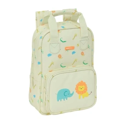 Imagen de Safta PREESCOLAR SELVA Mochila Infantil, con Asas, Fácil Limpieza, Ideal para Niños de Diferentes Edades, Cómoda y Versátil, Calidad Resistencia, 20x8x28 cm, Color Blanco Roto