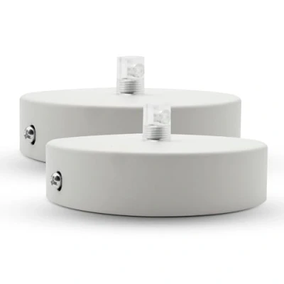 Imagen de DOJA Barcelona Embellecedor Lampara Techo Blanco Pack 2 Piezas Rosetones 100x25mm Floron Lamparas Roseton Metal Accesorios Para De Techo, Decoracion Habitacion