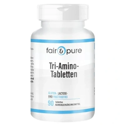 Imagen de Fair &amp; Pure® Tri Amino Complex Complejo de Aminoácidos esenciales L Arginina, Ornitina y Lisina Vegano Alta pureza 90 Comprimidos