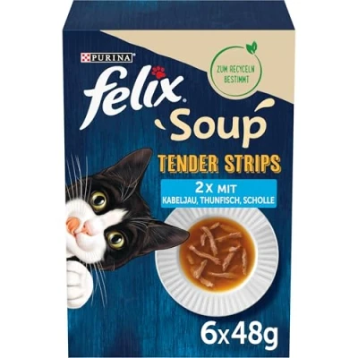 Imagen de FELIX Soup Tender Strips Sopa para Gatos, 1 Paquete (6 x 48 g)