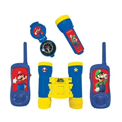 Imagen de Lexibook Brothers Nintendo Super Mario Set de Aventurero Completo para Niños, Walkie Talkies, Binoculares, Linterna, Brújula, Azul/Amarillo, RPTW12NI