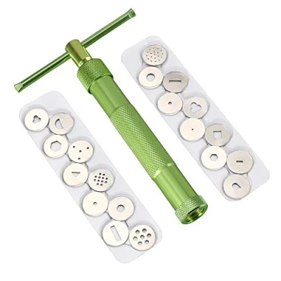 Imagen de Vicloon Extrusora de Arcilla, Fondant con 20 Moldes para Decoración Pasteles, Verde