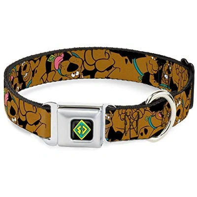 Imagen de Buckle Down Seatbelt Dog Collar Scooby Doo Stacked Close UP Black 1&quot; Wide Fits 15 26&quot; Neck Large Moda para Mascotas, Nailon, Multicolor, L (Pack of 1)