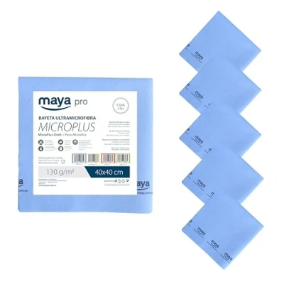 Imagen de Maya Bayeta Microplus. Especial para Vajillas y Cristales. No Deja Marcas. Muy Absorbente de Secado Rápido. 100% Microfibra. Pack 5 Unidades (Azul)