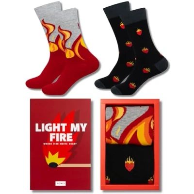 Imagen de soxo San Valentin Calcetines Divertidos Algodon Regalos Originales Para Hombre En Una Caja De Regalo 40 45 Partidos 2 Pares