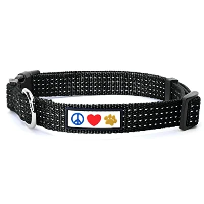 Imagen de Pawtitas Collares para Perros Reflectante Adaptable Collar Perro y Cachorro Ajustable Resistente Ideal Entrenamiento Color Negro Pequeño