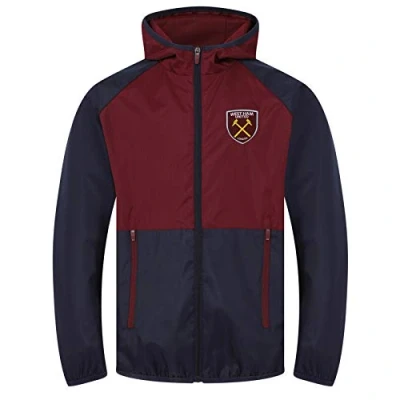 Imagen de West Ham United FC Chaqueta Cortavientos Oficial para Hombre Impermeable Azul Marino/Granate 3XL