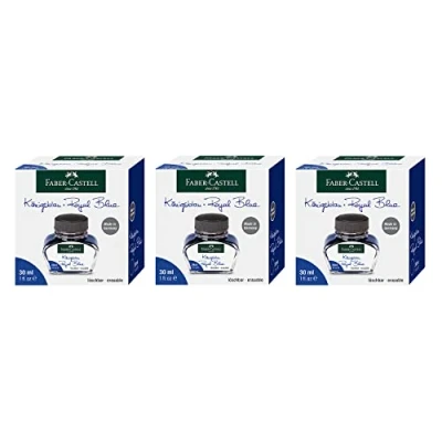 Imagen de FABER CASTELL 205033 Tintero azul real, 3 unidades de 30 ml, borrable y lavable