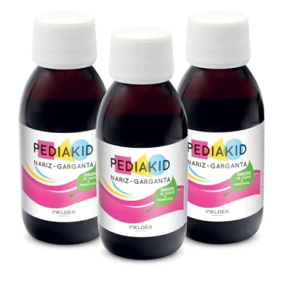 Imagen de PEDIAKID Nariz Garganta Complemento Alimenticio Fórmula Exclusiva con Jarabe de Agave Confort Respiratorio Aroma Natural Miel Limón Lote 3