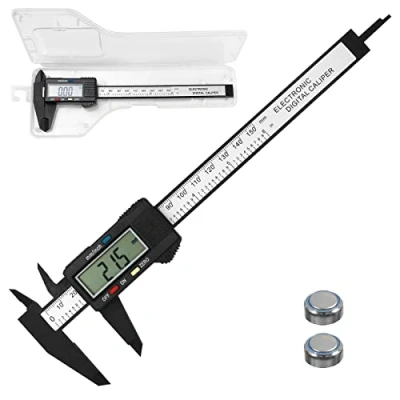 Imagen de Gvolatee Calibre Digital, Pie de Rey Fibra Carbono 150 mm / 6&quot; con Pantalla LCD Transparente y Batería Respaldo, Internas, para Mediciones Externas, Profundidad Paso