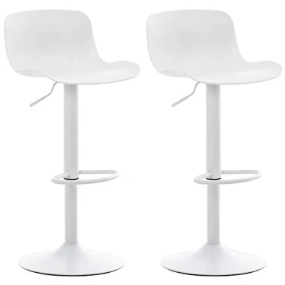 Imagen de Set De 2 Taburetes Bar Almada con Asiento En Polipropileno &amp; Base Metal I Altos Regulables Altura Giratorio Color:, Color:Blanco