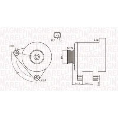 Imagen de MAGNETI MARELLI 063731761010 Alternador 12V 150A PEUGEOT: 206 Hatchback, 207 Boxer Furgón, CITROËN: Xsara Picasso