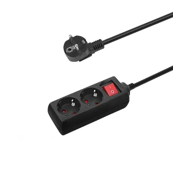 Imagen de Aigostar Regleta de Enchufes con 2 Tomas,Regleta Alargador Cable 3 Metros e Interruptor,Negro