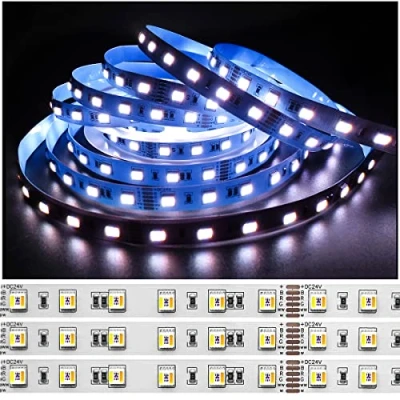 Imagen de Tesfish Tiras de Luz LED 24V, 5 en 1 Chip Colores Mezclados Metros RGB+CCT, RGB + Blanco Cálido (2800K a 6500K) RGBCW SMD 5050 Tira Luces IP20 300 LEDs
