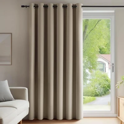 Imagen de Deconovo Cortinas Dormitorio Salon Opacas Moderna con Ojales, Termicas Aislantes Frio y Calor 200x280 cm(Ancho x Alto) Caqui, 1 Pieza
