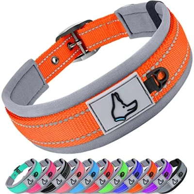 Imagen de Joytale Collar Perro, Resistente Perro Grande, Reflectante Ajustable Perros de Acolchado Neopreno Nylon, Naranja, XL