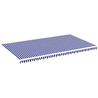 Imagen de vidaXL Tela de Repuesto para Toldo Parte Superior Dosel Lona Recambio Jardín Patio Terraza Balcón Parasol Refugio Impermeable Azul y Blanco 6x3,5 m
