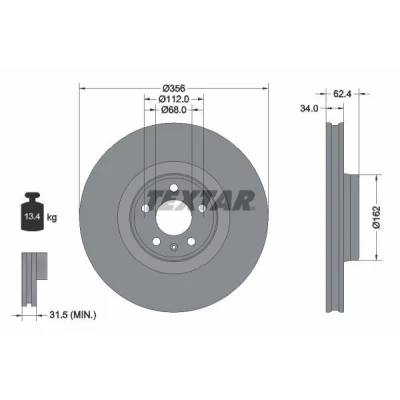 Imagen de TEXTAR PRO+ 92293505 Disco de freno AUDI: A6 C7 Allroad